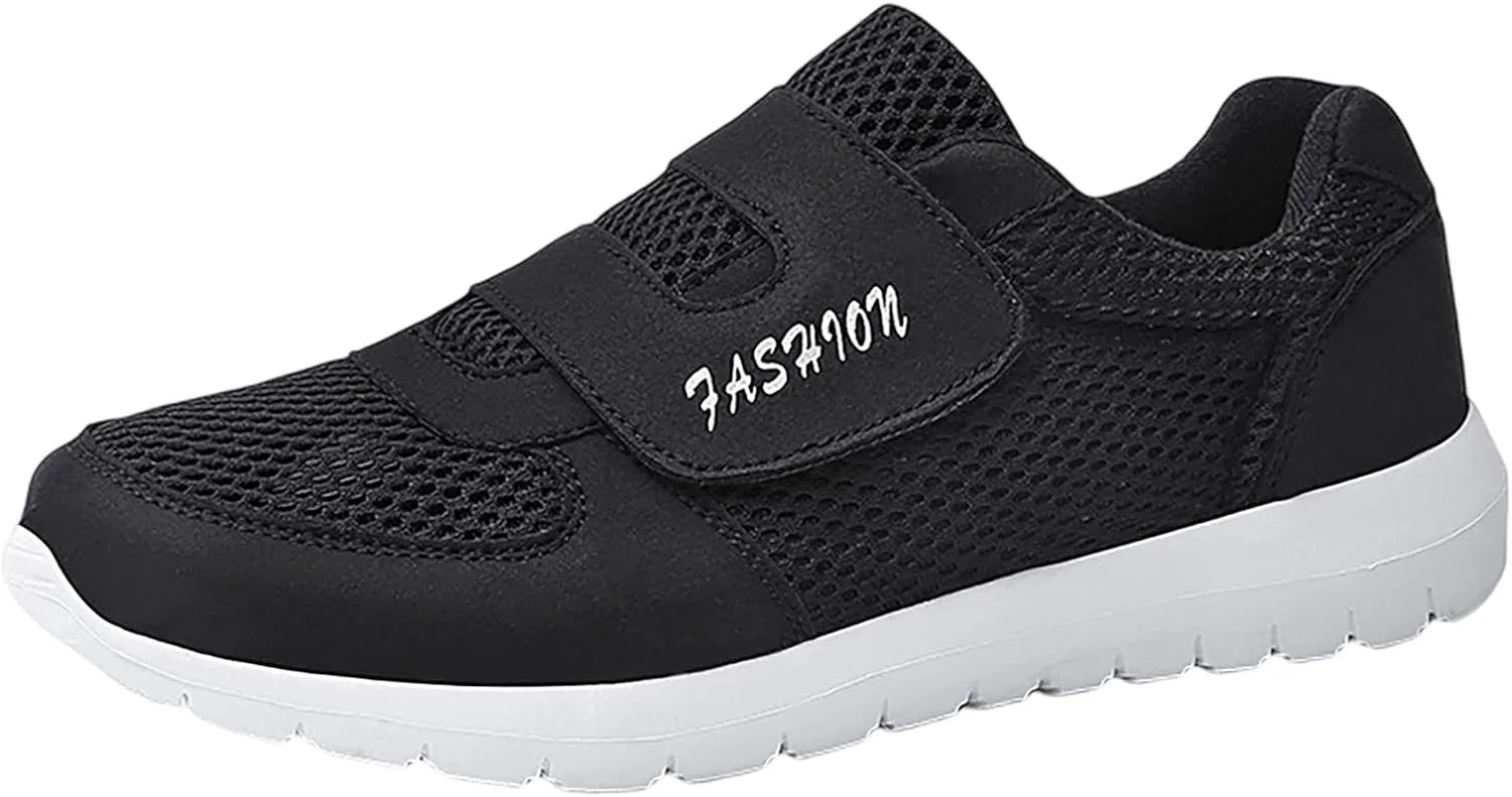 Workout Athletic Sport Shoes for Men Fly Woven Mesh Breathable Shoes Running Shoes Hook Loop Slip on Sneaker