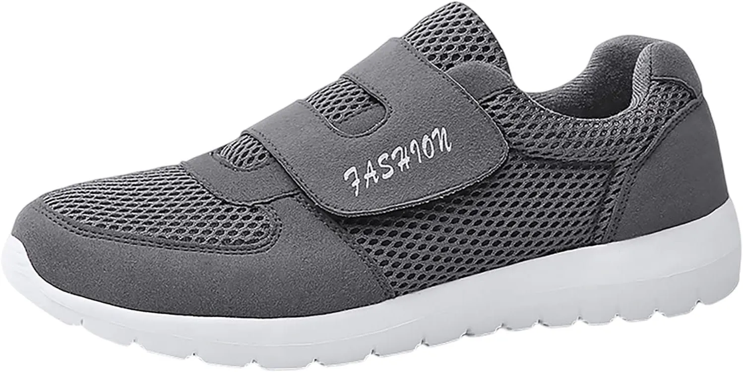 Workout Athletic Sport Shoes for Men Fly Woven Mesh Breathable Shoes Running Shoes Hook Loop Slip on Sneaker